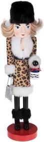 img 4 attached to Clever Creations Leopard Print Female Shopper 15 Inch Nutcracker - Festive Christmas Decor for Shelves and Tables