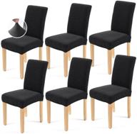 🪑 set of 6 stretch dining chairs covers - black dinning parsons slipcovers logo