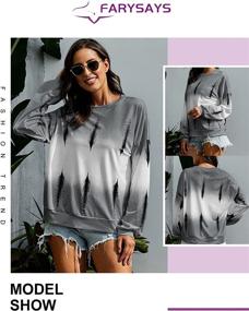 img 2 attached to 🌈 FARYSAYS Women's Casual Color Block Tie Dye Crewneck Long Sleeve Loose Pullover Sweatshirt Tops for Fashionable Comfort