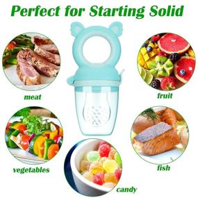 img 3 attached to 🍼 Complete 11-Piece Food Feeder Set with Teething Pacifier, Nipples, Bottle, Bowl, and Silicone Spoons - Perfect for Baby's First Stage Feeding