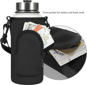 img 1 attached to 👜 Convenient Neoprene Bag for Hydro Water Bottle: 32 oz Flask Carrier with Handle, Strap, and Shoulder Pad