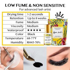 img 2 attached to 👁️ Lyon Lash 5ml Performance Glue: Extra Strong Eyelash Extension Adhesive with 1-2 Second Drying Time, 6-8 Week Retention - Professional Black Supplies