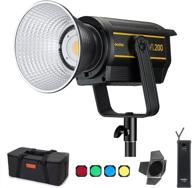 🎥 godox vl200 led video light, 200w 5600k bowens mount, high lux output, excellent color rendition, full dimming range, bluetooth & wireless remote, v-mount compatible logo