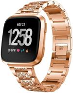 элегантные браслеты из металла diamond bling для fitbit versa 2/ versa/ versa lite edition - женский ремешок с кристаллами розового золота логотип