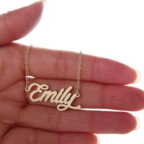 img 1 attached to 📿 Stylish AOLO Personalized Custom Name Necklace: Script Initial Nameplate Jewelry for Girls and Women