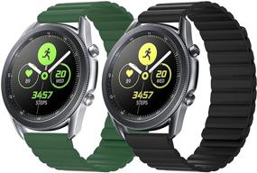 img 4 attached to 📱 Премиум 22 мм силиконовые магнитные браслеты для Samsung Galaxy Watch 3 45 мм / Galaxy Watch 46 мм / Gear S3 Frontier / Gear S3 Classic - 2 упаковки-02