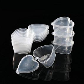 img 4 attached to 🍨 Icyang 50 Sets Reusable Heart Shaped Jello Shot Cups with Lids - 1.5 Ounce, Clear Plastic Portion Cups Perfect for Souffle, Condiments & Sampling