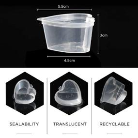 img 2 attached to 🍨 Icyang 50 Sets Reusable Heart Shaped Jello Shot Cups with Lids - 1.5 Ounce, Clear Plastic Portion Cups Perfect for Souffle, Condiments & Sampling