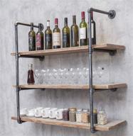 🔩 iron pipe floating shelves: industrial wall-mounted storage solution for kitchen or office - retro black design (4-tier bracket set, planks not included) logo