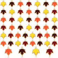 🍁 autumn maple leaf diy craft jewelry making: 48 pieces of fall maple leaf charm pendants with golden backing for thanksgiving necklace, bracelets, earrings, and keychains logo