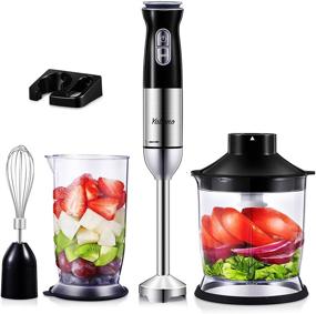 img 4 attached to 🔪 Yabano 4-in-1 Immersion Hand Blender, Smart Stick Handheld Blender with 12 Speeds, Turbo Mode, Stainless Steel Blade, Whisk, Chopper/Grinder Bowl, and Beaker/Measuring Cup