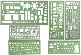 img 4 attached to CSPRING 6шт Прозрачные зеленые геометрические шаблоны измерения - отлично подходят для офиса, школы, строительства и чертежей