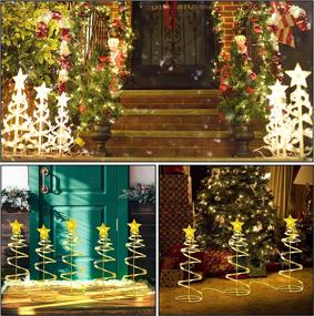 img 1 attached to 🎄 Lulu Home Spiral Christmas Trees: 18 Inch Pathway Christmas Trees with 125 LED Warm White Lights, Plug-in Prelit Xmas Trees with Star Topper - Perfect for Outdoor Sidewalk Lawn Festivals Decor (Pack of 5)