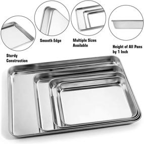 img 3 attached to Yododo Set of 8 Baking Sheets with Silicone Mats - 4 Stainless Steel Cookie Sheet Baking Pans with 4 Reusable Non-Toxic Silicone Baking Mats for Easy Cleaning and Heavy-Duty Use