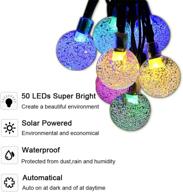 wowlux 23ft 50 led solar outdoor crystal ball lights: waterproof decorative lights for valentine's day gift, wedding, garden & home decor - 8 modes, multi-color logo