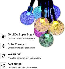 img 4 attached to WOWLUX 23ft 50 LED Solar Outdoor Crystal Ball Lights: Waterproof Decorative Lights for Valentine's Day Gift, Wedding, Garden & Home Decor - 8 Modes, Multi-Color