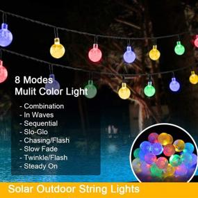 img 3 attached to WOWLUX 23ft 50 LED Solar Outdoor Crystal Ball Lights: Waterproof Decorative Lights for Valentine's Day Gift, Wedding, Garden & Home Decor - 8 Modes, Multi-Color