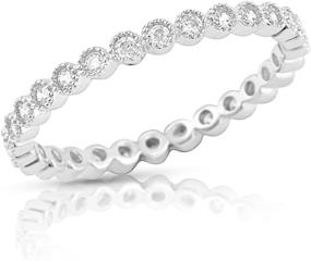 img 2 attached to 💍 Sleek Sterling Silver Simulated Diamond Stackable Eternity Ring: Sizes 4-11