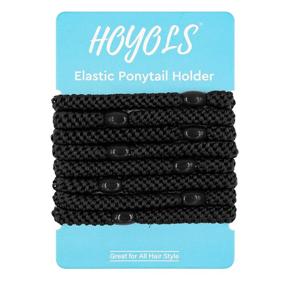 img 4 attached to Hair-loving HOYOLS Black Ponytail Holders: Soft & Stretch Hair Bands for 💇 Heavy Curly Thick Hair - Gentle Hold, No Damage, No Crease! 8pcs (Black)