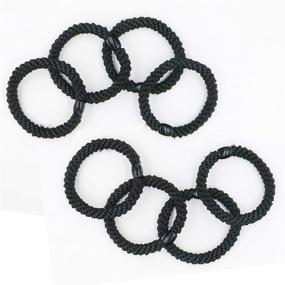 img 2 attached to Hair-loving HOYOLS Black Ponytail Holders: Soft & Stretch Hair Bands for 💇 Heavy Curly Thick Hair - Gentle Hold, No Damage, No Crease! 8pcs (Black)