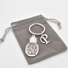 img 1 attached to HOYUNLA Pineapple Themed Initial Keychain Men's Accessories