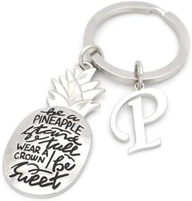 img 3 attached to HOYUNLA Pineapple Themed Initial Keychain Men's Accessories