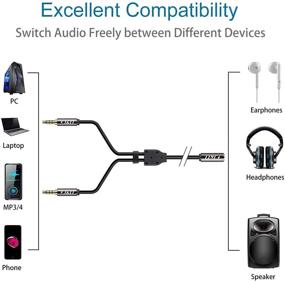 img 1 attached to 🔌 J&D 3.5mm to 2X 3.5mm Cable - Gold Plated Copper Shell Heavy Duty 3.5mm 1/8 inch TRS Female to 2 X 3.5mm 1/8 inch TRS Male Y-Splitter Stereo Audio Adapter Cable, 0.65ft