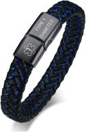 🩺 vnox blue braided leather medical symbol caduceus bracelet with magnetic clasp - sizes 6.9/7.5/8.5 logo