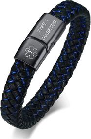 img 4 attached to 🩺 VNOX Blue Braided Leather Medical Symbol Caduceus Bracelet with Magnetic Clasp - Sizes 6.9/7.5/8.5