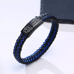 img 2 attached to 🩺 VNOX Blue Braided Leather Medical Symbol Caduceus Bracelet with Magnetic Clasp - Sizes 6.9/7.5/8.5