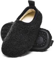 👶 ditont winter warm non slip indoor house slippers - toddler boys/girls rubber sole lightweight socks shoes (black, size 27) logo