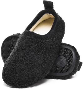 img 4 attached to 👶 Ditont Winter Warm Non Slip Indoor House Slippers - Toddler Boys/Girls Rubber Sole Lightweight Socks Shoes (Black, Size 27)