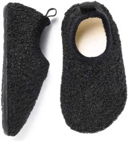 img 2 attached to 👶 Ditont Winter Warm Non Slip Indoor House Slippers - Toddler Boys/Girls Rubber Sole Lightweight Socks Shoes (Black, Size 27)