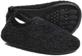 img 1 attached to 👶 Ditont Winter Warm Non Slip Indoor House Slippers - Toddler Boys/Girls Rubber Sole Lightweight Socks Shoes (Black, Size 27)