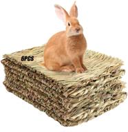 🐇 tfwadmx large small animal rabbit grass mat, 16.5''x11'' - natural woven straw bed hay sleeping nest cage chew play toy for chinchilla guinea pig ferret bunny hamster rat логотип