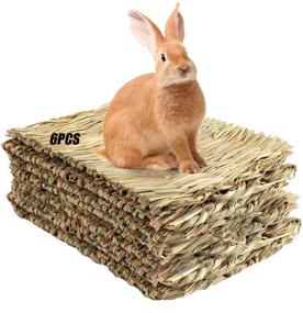 img 4 attached to 🐇 Tfwadmx Large Small Animal Rabbit Grass Mat, 16.5''x11'' - Natural Woven Straw Bed Hay Sleeping Nest Cage Chew Play Toy for Chinchilla Guinea Pig Ferret Bunny Hamster Rat