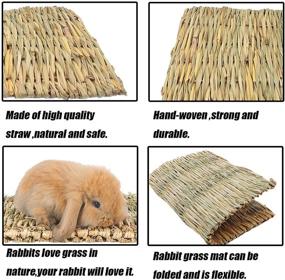 img 2 attached to 🐇 Tfwadmx Large Small Animal Rabbit Grass Mat, 16.5''x11'' - Natural Woven Straw Bed Hay Sleeping Nest Cage Chew Play Toy for Chinchilla Guinea Pig Ferret Bunny Hamster Rat