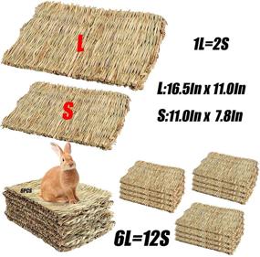 img 3 attached to 🐇 Tfwadmx Large Small Animal Rabbit Grass Mat, 16.5''x11'' - Natural Woven Straw Bed Hay Sleeping Nest Cage Chew Play Toy for Chinchilla Guinea Pig Ferret Bunny Hamster Rat