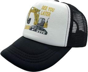 img 3 attached to NVJUI JUFOPL Boys' Trucker Hat: See You Later Excavator Back Mesh Baseball Cap - Trendy and Breathable Headwear for Boys