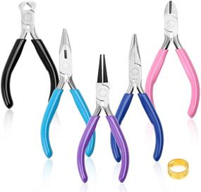 img 4 attached to 🛠️ Versatile 5-Pack Jewelry Pliers Set for Crafting, Repair, and Jewelry Making – Needle Nose, Round Nose, Chain Nose, Bent Nose, and Zipper Pliers Included!