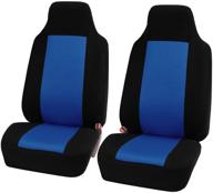 fh group fb102blue102 blue classic cloth 3d air mesh front seat cover set - enhance comfort and protect your car seats with this set of 2, blue-half logo