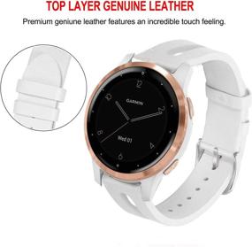 img 2 attached to 👌 Blueshaw Slim Vintage Leather Strap Replacement for Garmin vívoactive 4S (40mm) Smartwatch - Stylish Wristband Accessories for Men and Women