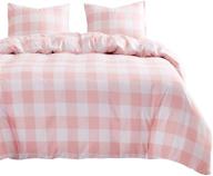 wake in cloud - pink and white plaid comforter set, buffalo check gingham checker geometric modern pattern, twin size, soft microfiber bedding (3pcs) logo