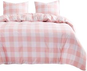 img 3 attached to Wake In Cloud - Pink and White Plaid Comforter Set, Buffalo Check Gingham Checker Geometric Modern Pattern, Twin Size, Soft Microfiber Bedding (3pcs)