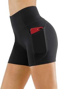 img 1 attached to 🏋️ The GYM PEOPLE High Waist Yoga Shorts: Tummy Control Fitness & Athletic Running Shorts with Pockets