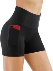 img 4 attached to 🏋️ The GYM PEOPLE High Waist Yoga Shorts: Tummy Control Fitness & Athletic Running Shorts with Pockets