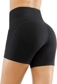 img 2 attached to 🏋️ The GYM PEOPLE High Waist Yoga Shorts: Tummy Control Fitness & Athletic Running Shorts with Pockets