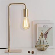 industrial gold desk lamp - edison table lamps for 💡 bedroom, living room, dorm - small metal lamp for reading, nightstand, dressers логотип