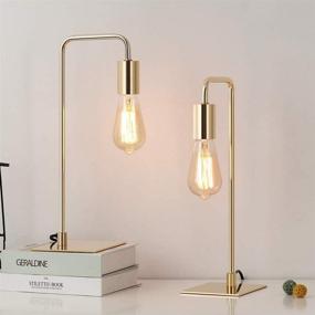 img 2 attached to Industrial Gold Desk Lamp - Edison Table Lamps for 💡 Bedroom, Living Room, Dorm - Small Metal Lamp for Reading, Nightstand, Dressers