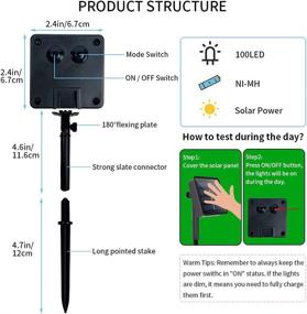 img 2 attached to 🌞 Solar String Lights Outdoor: 33FT 100 LED PVC Coated, 8 Modes, Waterproof Fairy Lights for Patio, Yard, Garden, Tree Party - Warm White